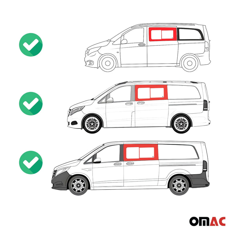 2016-2024 Mercedes Metris Window Glass Fit Kit Front Left Side L2 L3 Black