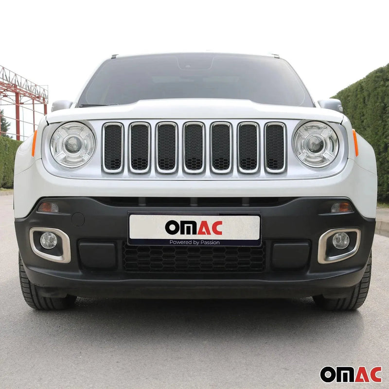 Fog Light Lamp Bezel Cover for Jeep Renegade 2015-2018 Brushed Steel Silver 2Pcs - OMAC USA