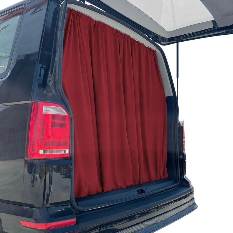 GMC Savana Trunk Tailgate Curtains Red 2 Privacy Curtains