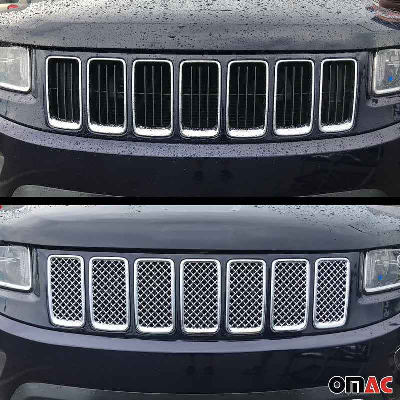 2014-2016 Jeep Grand Cherokee Mesh Chrome Grille Overlay 7 Pcs