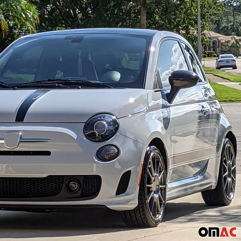 2012-2019 Fiat 500 500C Side Mirror Cover Caps Carbon Fiber Black 2 Pcs