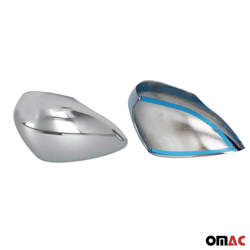 Side Mirror Cover Caps Fits Ford Fiesta / B-Max 2011-2019 Chrome Steel Silver 2x - OMAC USA