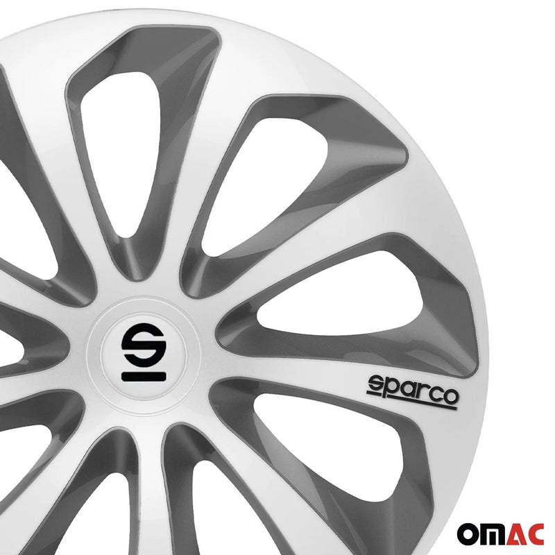 Sicilia Hub Caps Wheel Cover 16" Silver & Grey Full Set 4 pcs.