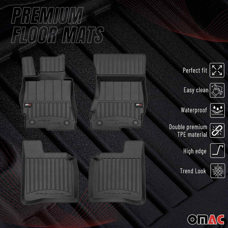 2007-2013 Mercedes S Class W221 Long Premium Floor Mats Liners Full Set All Weather Heavy Duty Black