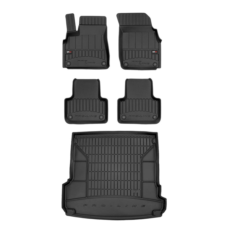 OMAC Premium Floor Mats & Cargo Liners for Audi Q7 2017-2024 Rubber Black 5 Pcs