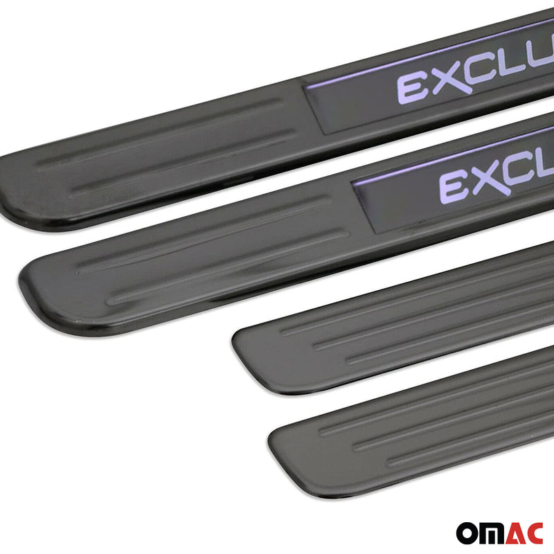 2018-2024 VW Tiguan Door Sill Scuff Plate Illuminated Steel Dark 4 Pcs