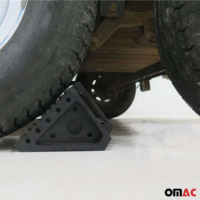 Wheel Tire Chock Blocks Heavy Duty Solid Ribbed Rubber Car Truck & Trailer