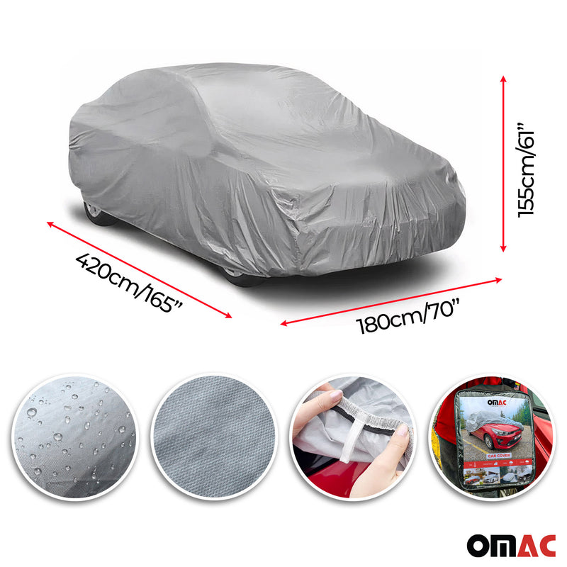 Full 13,7FT Car Protective Cover All Weather Outdoor Rain Dust MVN Durable Grey