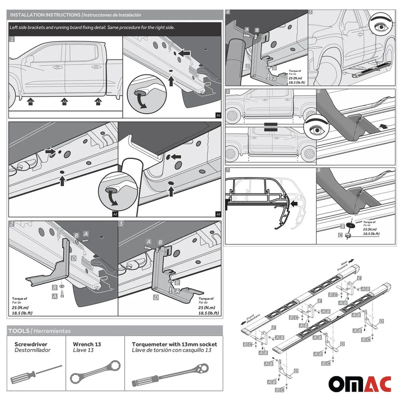 Running Boards for GMC Sierra 1500 2019-2023 Double Cab Nerf Bar Side Step