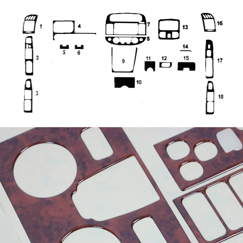 2002-2006 Toyota Camry Wooden Look Dashboard Console Trim Kit 18 Pcs