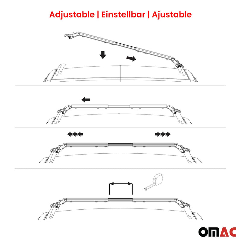 2009-2017 VW Tiguan Roof Rack Cross Bars Silver