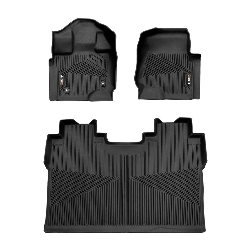 2015-2023 Ford F150 SuperCrew Premium Floor Mats Liners First and Second Row Set Black