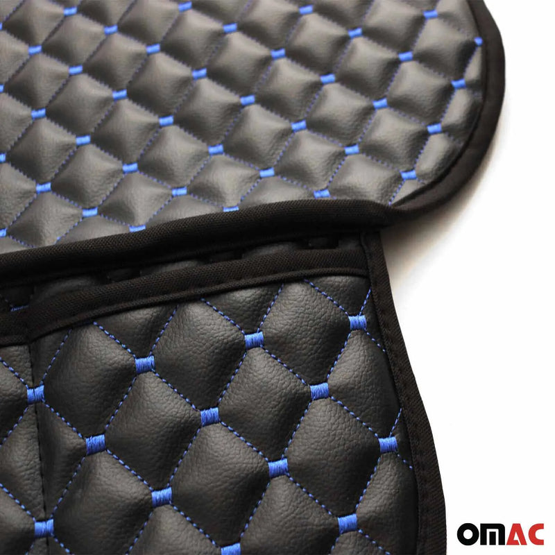 Mercury Leather Breathable Front Seat Cover Pads Black Blue 1Pc