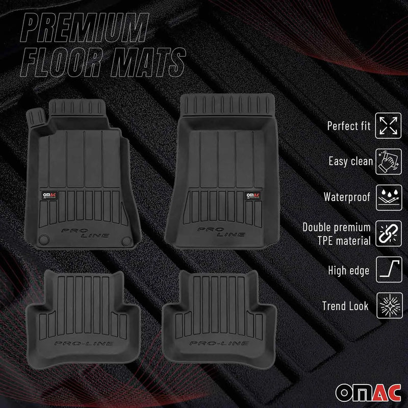 2001-2009 Mercedes C Class W203 Sedan Premium Floor Mats Liners Full Set All Weather Heavy Duty Black