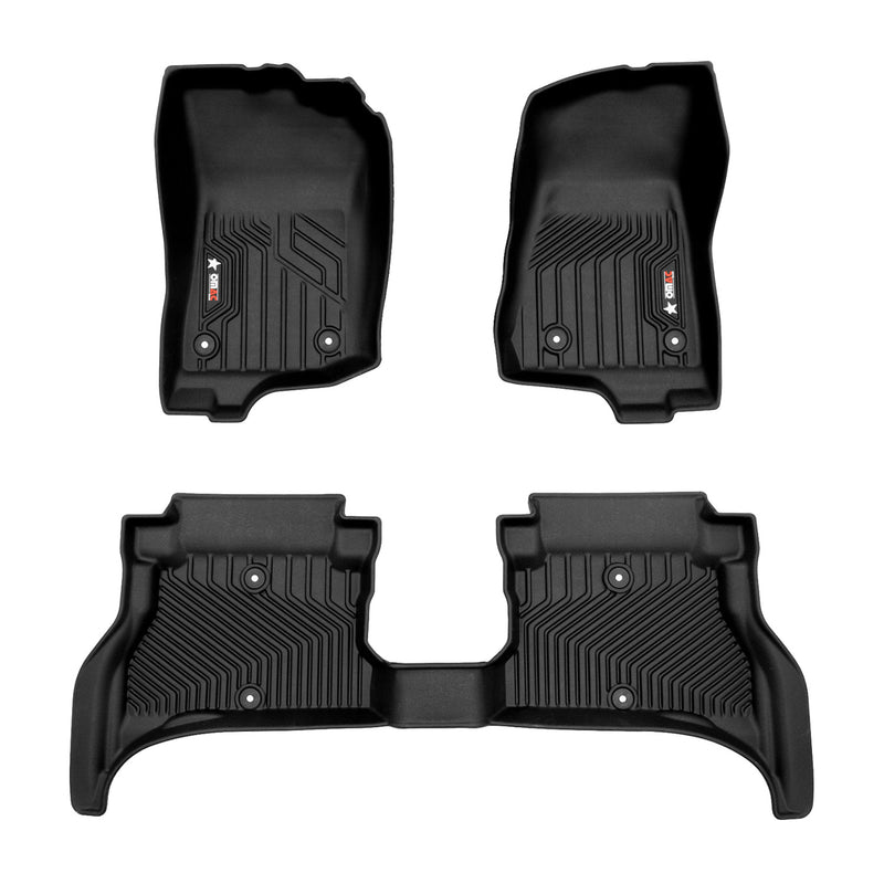 2021-2024 Jeep Wrangler 4xe Premium Floor Mats Liners First and Second Row Set Black