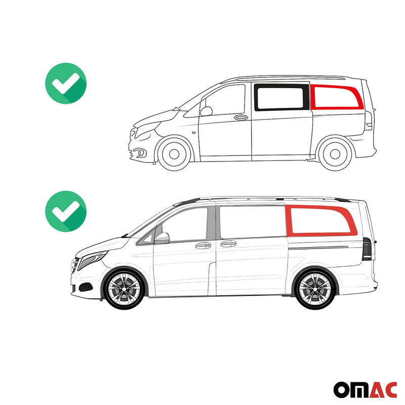 2016-2024 Mercedes Metris Window Glass Fit Kit Left Side Rear Black L3 Long