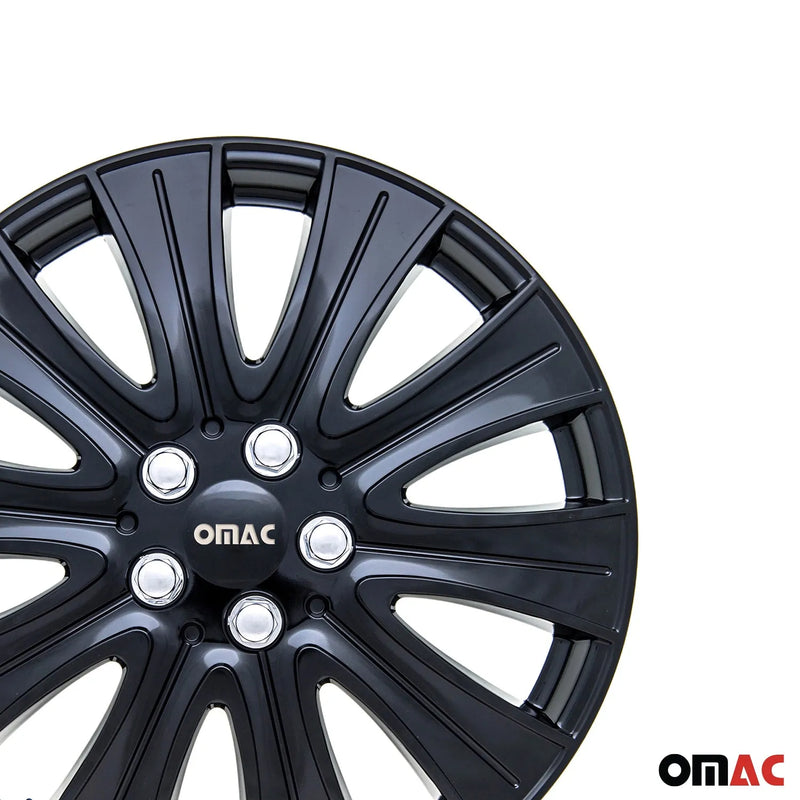 Pisa Hub Caps Wheel Cover 16" Gloss Black & Grey Full Set 4 pcs.