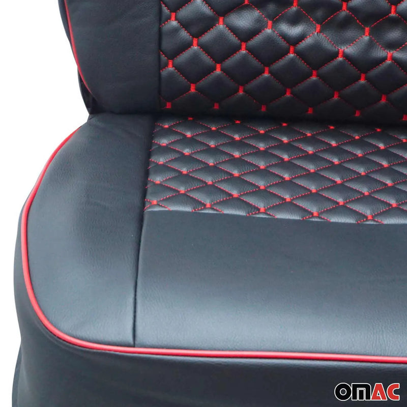 1993-2003 VW Eurovan Leather Front Car Seat Covers Black Red 1+1