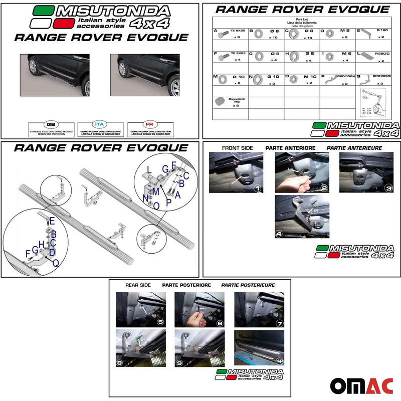 2012-2015 Land Rover Range Rover Evoque Running Boards Side Steps Black