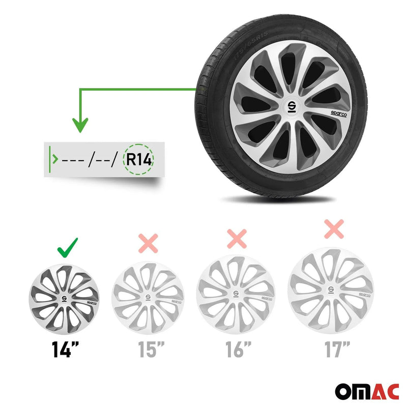 Sicilia Hub Caps Wheel Cover 14" Silver & Grey Full Set 4 pcs.