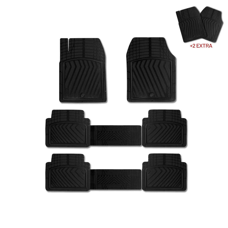 Floor Mats Liner 3-Row Car Front Rear Semi-Custom fit 6+2 Pcs Black All-Weather