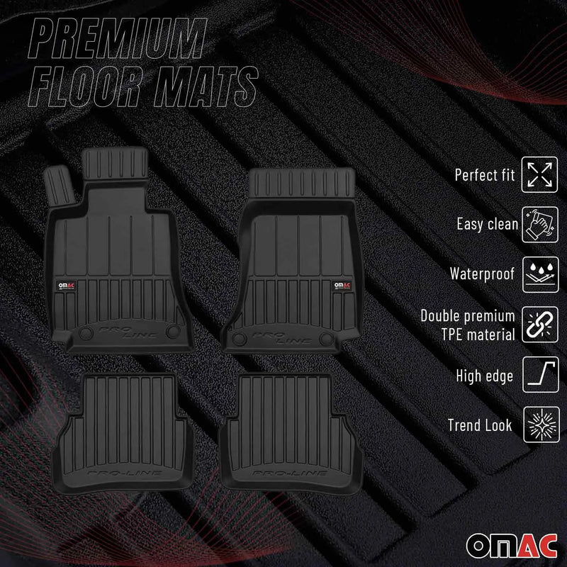 2015-2021 Mercedes C Class W205 S205 Premium Floor Mats Liners Full Set All Weather Heavy Duty Black