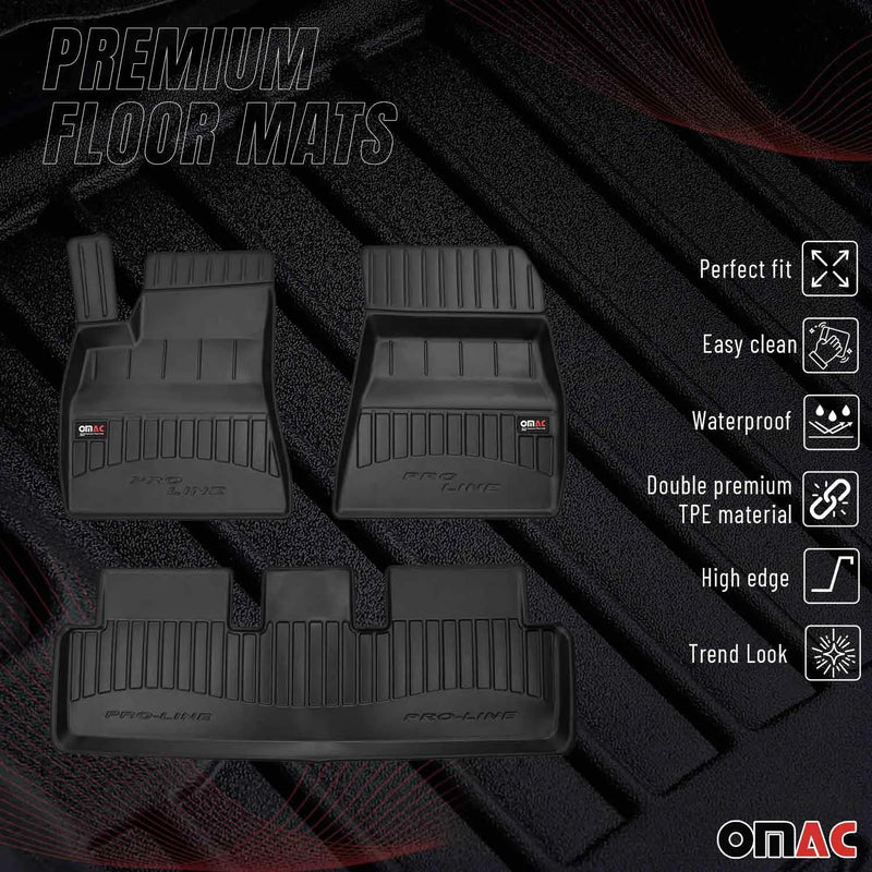 2017-2024 Tesla Model 3 Premium Floor Mats Liners Full Set All Weather Heavy Duty