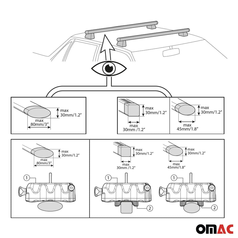 Menabo Clamby 4 Ski Rack Roof Rack Ski Snowboards Fixing Kit