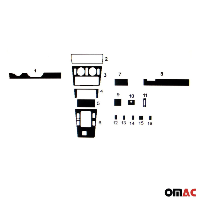 1995-2000 Mercedes C Class W202 Wooden Look Dashboard Console Trim Kit 16x