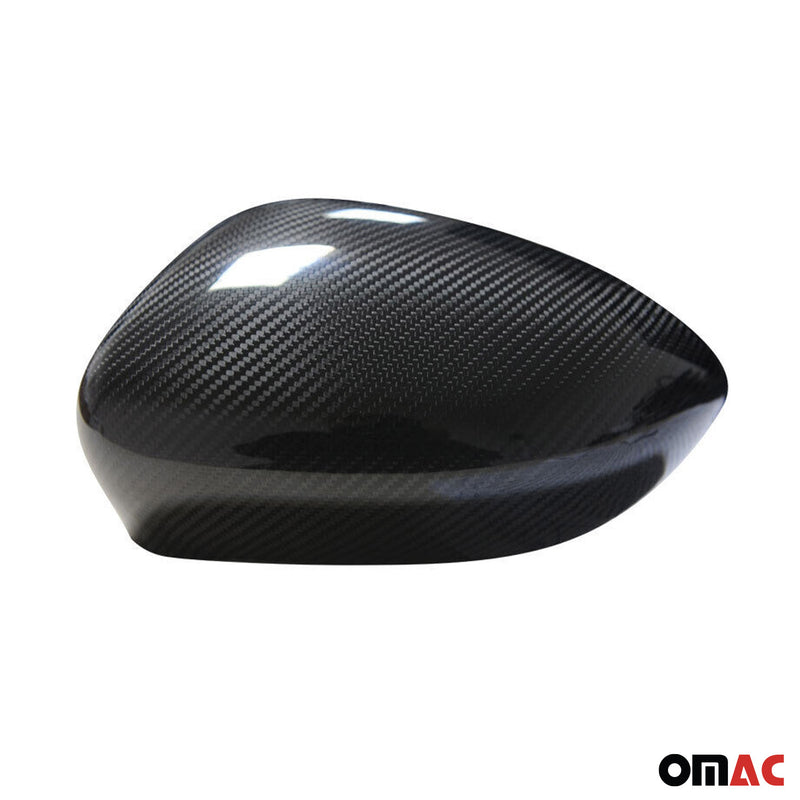 2012-2019 Fiat 500 500C Side Mirror Cover Caps Carbon Fiber Black 2 Pcs