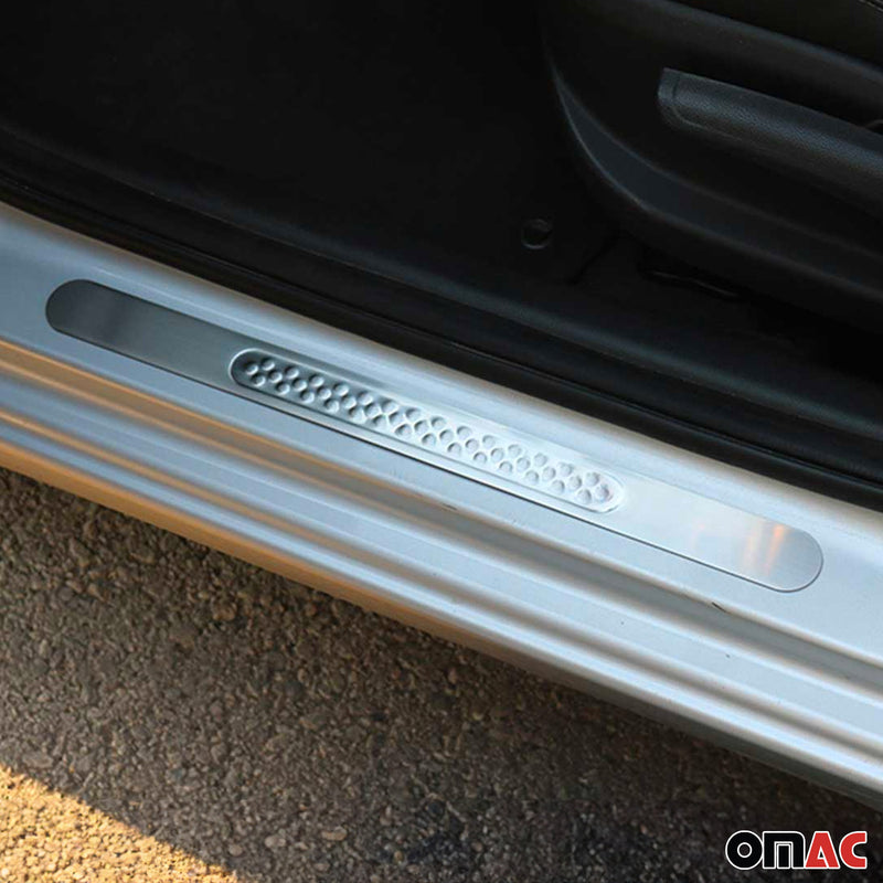 Hyundai Door Sill Scuff Plate Scratch Protector Steel Silver 2 Pcs