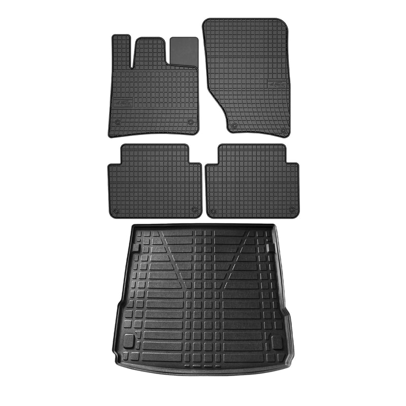 Floor Mats Cargo Liner Set for Audi Q7 2007-2015 Black 5 Pcs