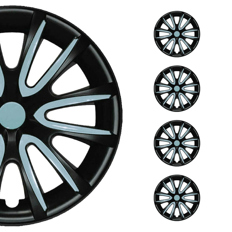 Bicolo Hub Caps Wheel Cover 14" Black Matt & Hell Blue Full Set 4 pcs.