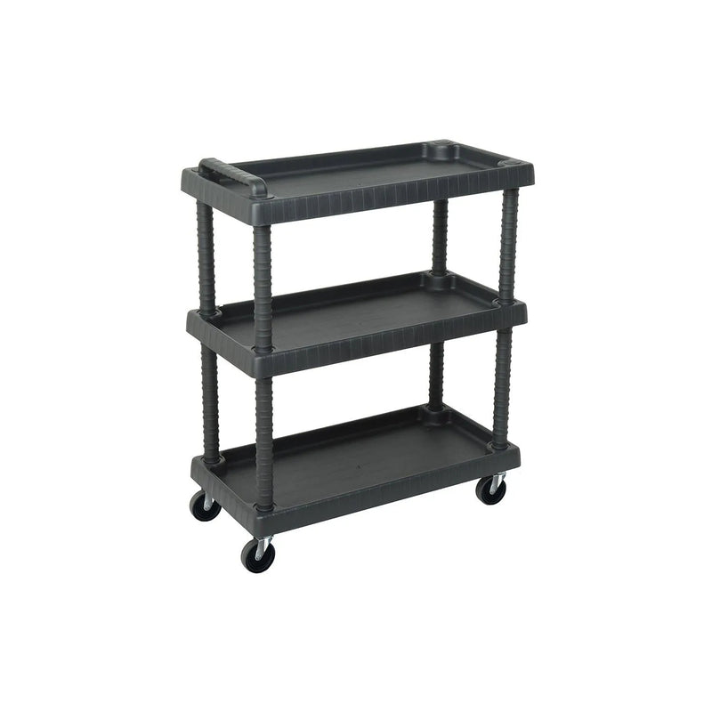 Rolling Cart 3 Tiers Wheels Trolley Workshop Cart Assembly Cart Black 88 lbs