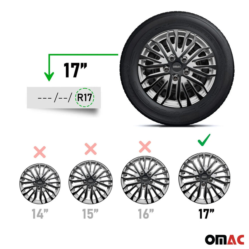 Rimini Hub Caps Wheel Cover 17" Grey & Matt Black Full Set 4 pcs.