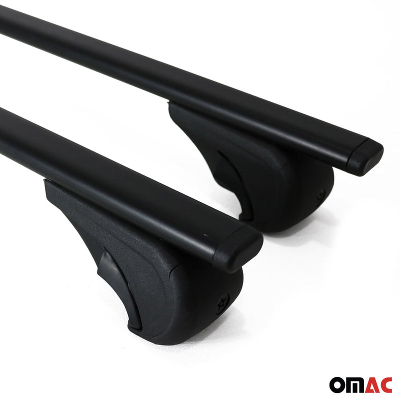 Roof Rack Raised Rail Cross Bars Carrier Lockable 54" 2 Pcs Metal Black