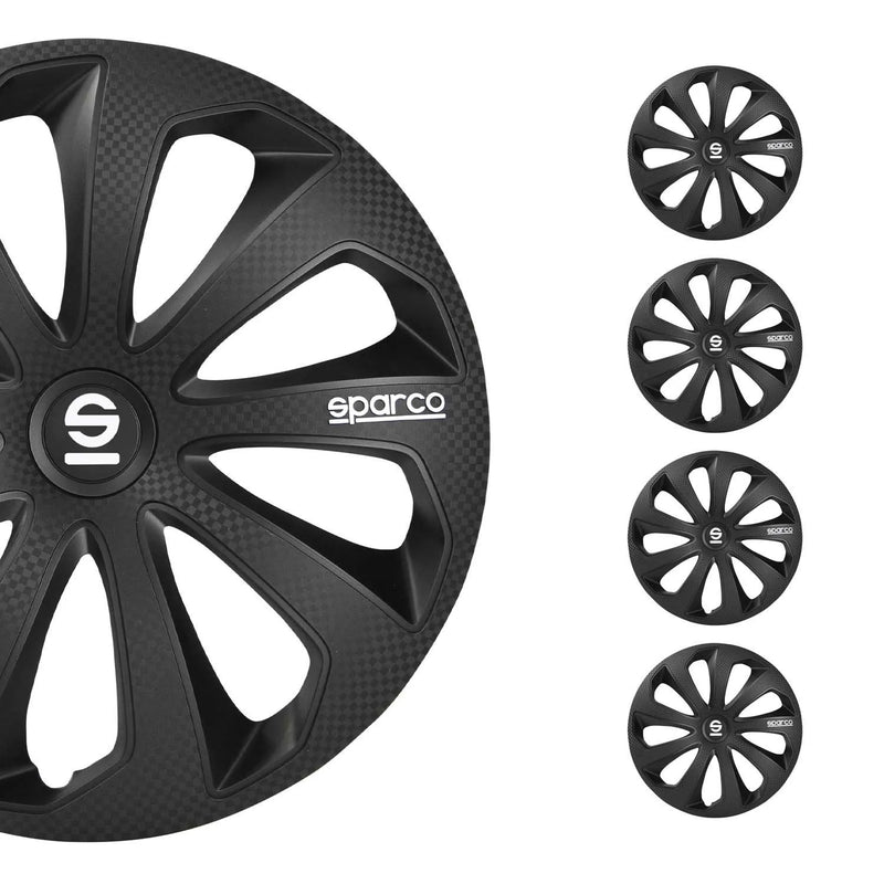 Sicilia Hub Caps Wheel Cover 16" Black Carbon Full Set 4 pcs.