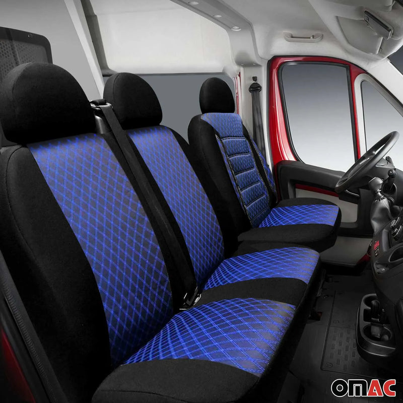 2015-2022 RAM Promaster City Front Car Seat Covers Black & Blue 2+1