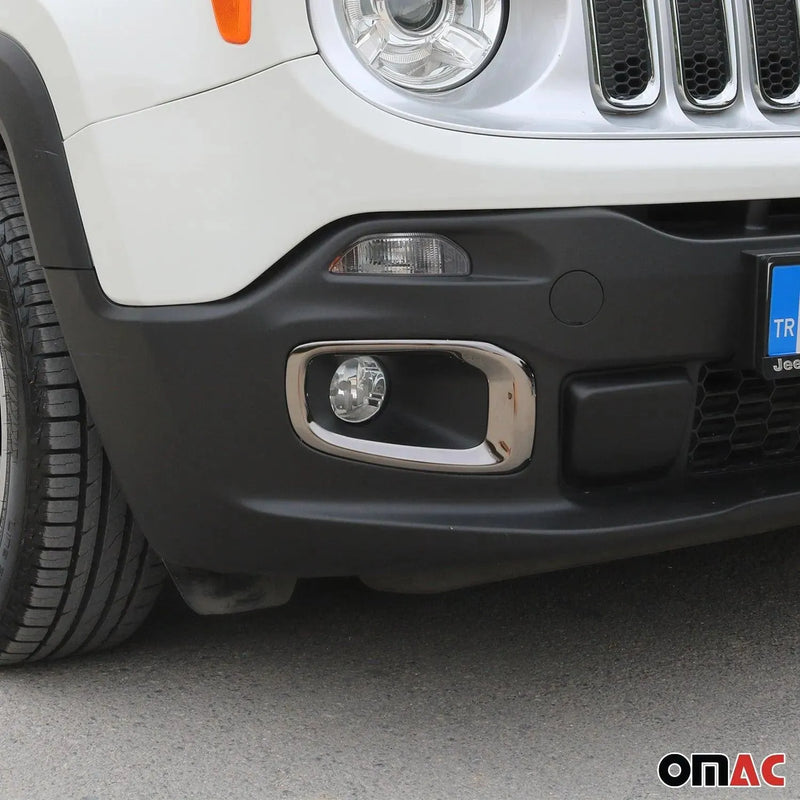 Fog Light Lamp Bezel Cover for Jeep Renegade 2015-2018 Steel Dark 2 Pcs - OMAC USA