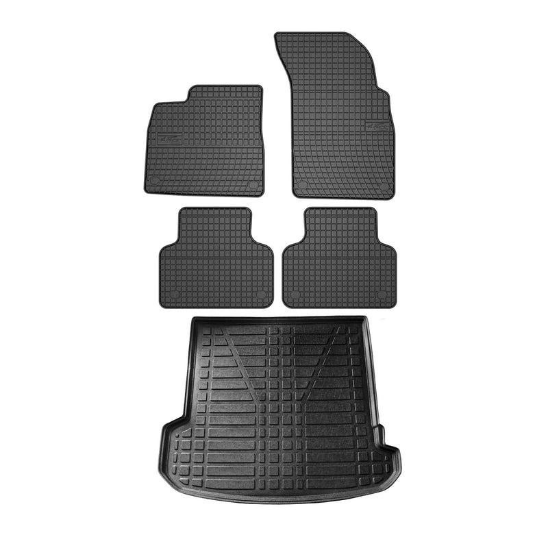 Floor Mats Cargo Liner Set for Audi Q7 2017-2024 Black 5 Pcs