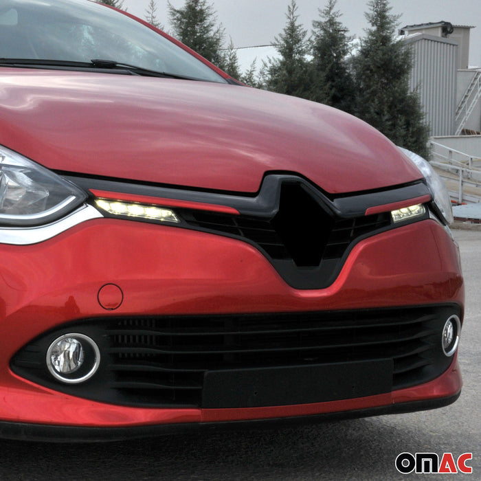 Front Bumper Grill Trim Molding for Renault Clio 2012-2016 Red 2 Pcs