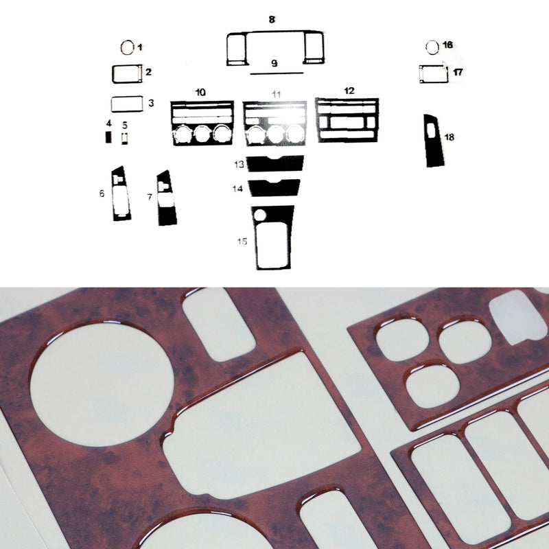2003-2008 Toyota Corolla Wooden Look Dashboard Console Trim Kit 18 Pcs