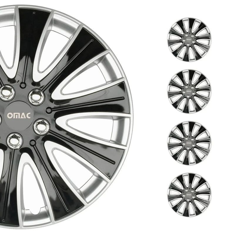 Pisa Hub Caps Wheel Cover 16" Grey & Black Full Set 4 pcs.