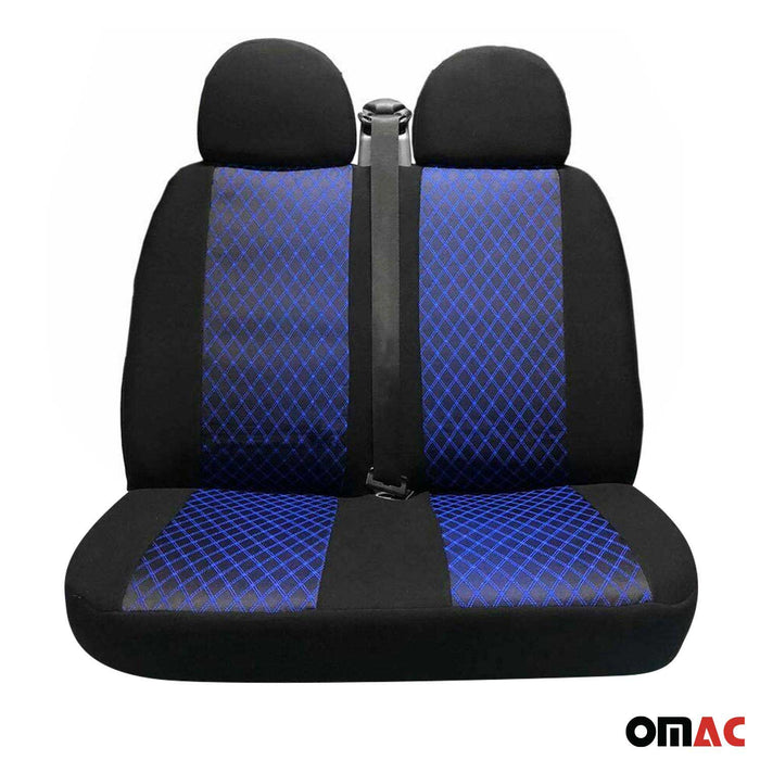 Front Car Seat Covers Protector for RAM Promaster 2014-2024 Black & Blue 2+1