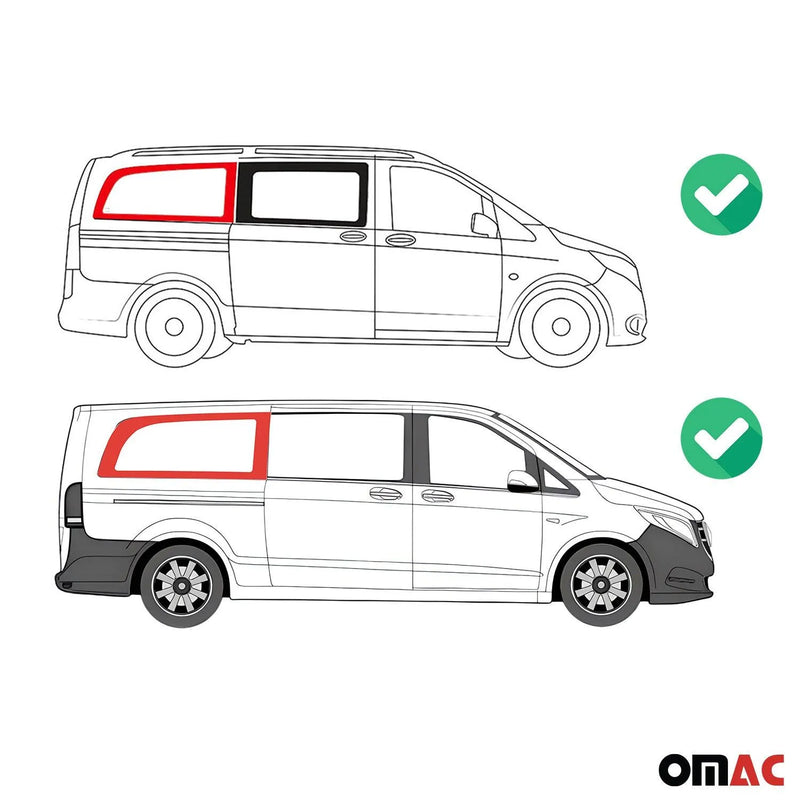 2016-2024 Mercedes Metris Window Glass Fit Kit Right Side Rear Black L2 MWB