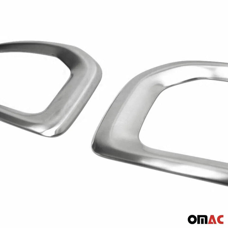 Fog Light Lamp Bezel Cover for Jeep Renegade 2015-2018 Brushed Steel Silver 2Pcs - OMAC USA