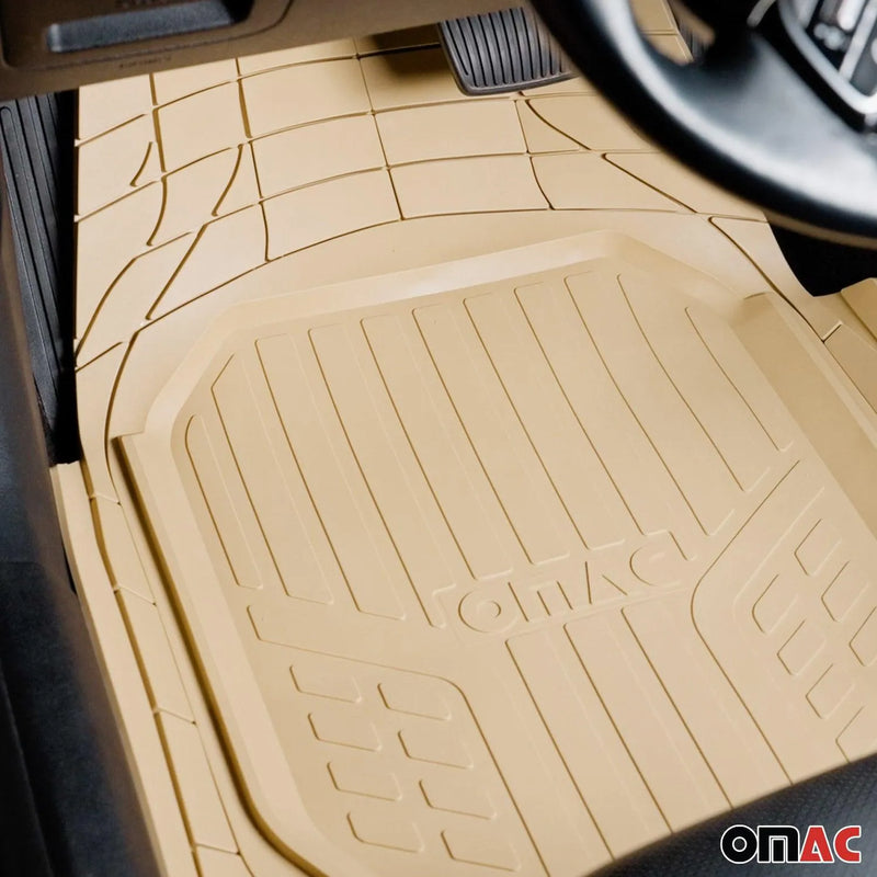 GMC Heavy Duty Trim to fit Floor Mats Liner Tan All Weather 4Pcs