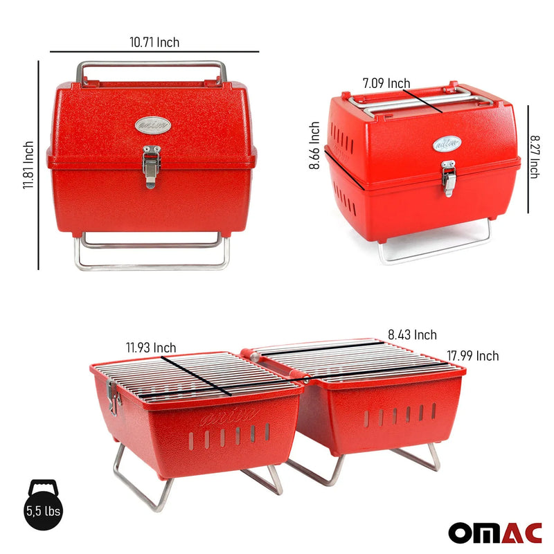 Charcoal Grill Portable Grill Garden Outdoor Red Picnic Grill 13 Pcs BBQ