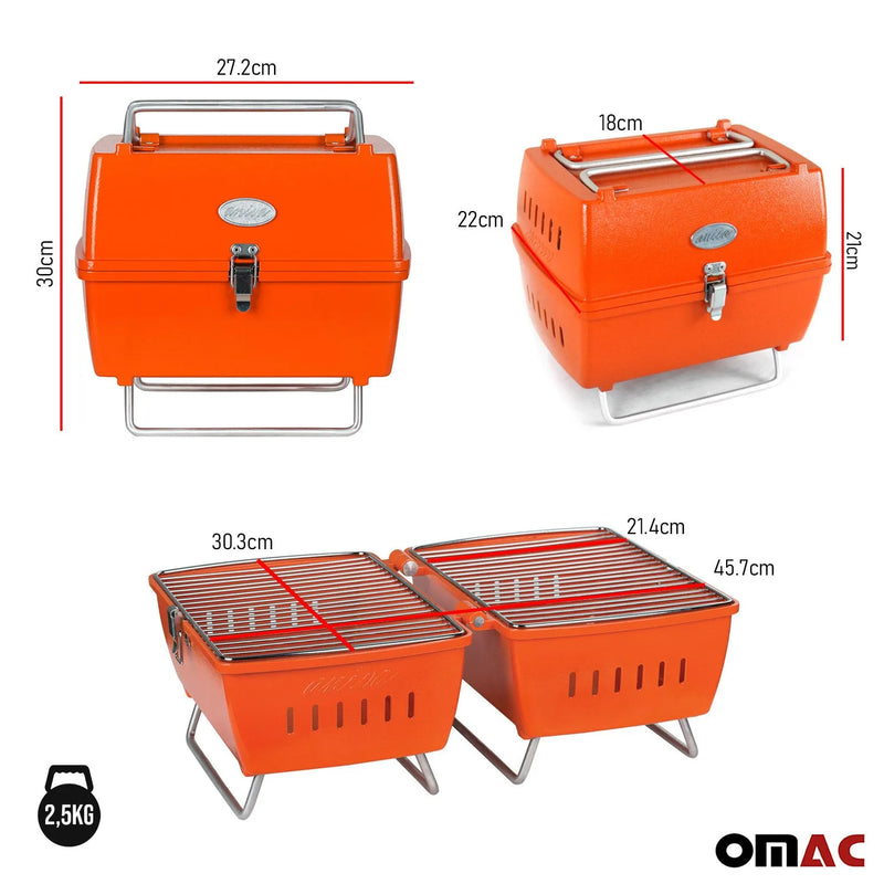 Charcoal Grill Portable Grill Garden Outdoor Orange Picnic Grill 13 Pcs BBQ