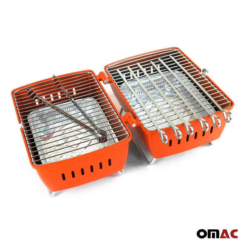 Charcoal Grill Portable Grill Garden Outdoor Orange Picnic Grill 13 Pcs BBQ